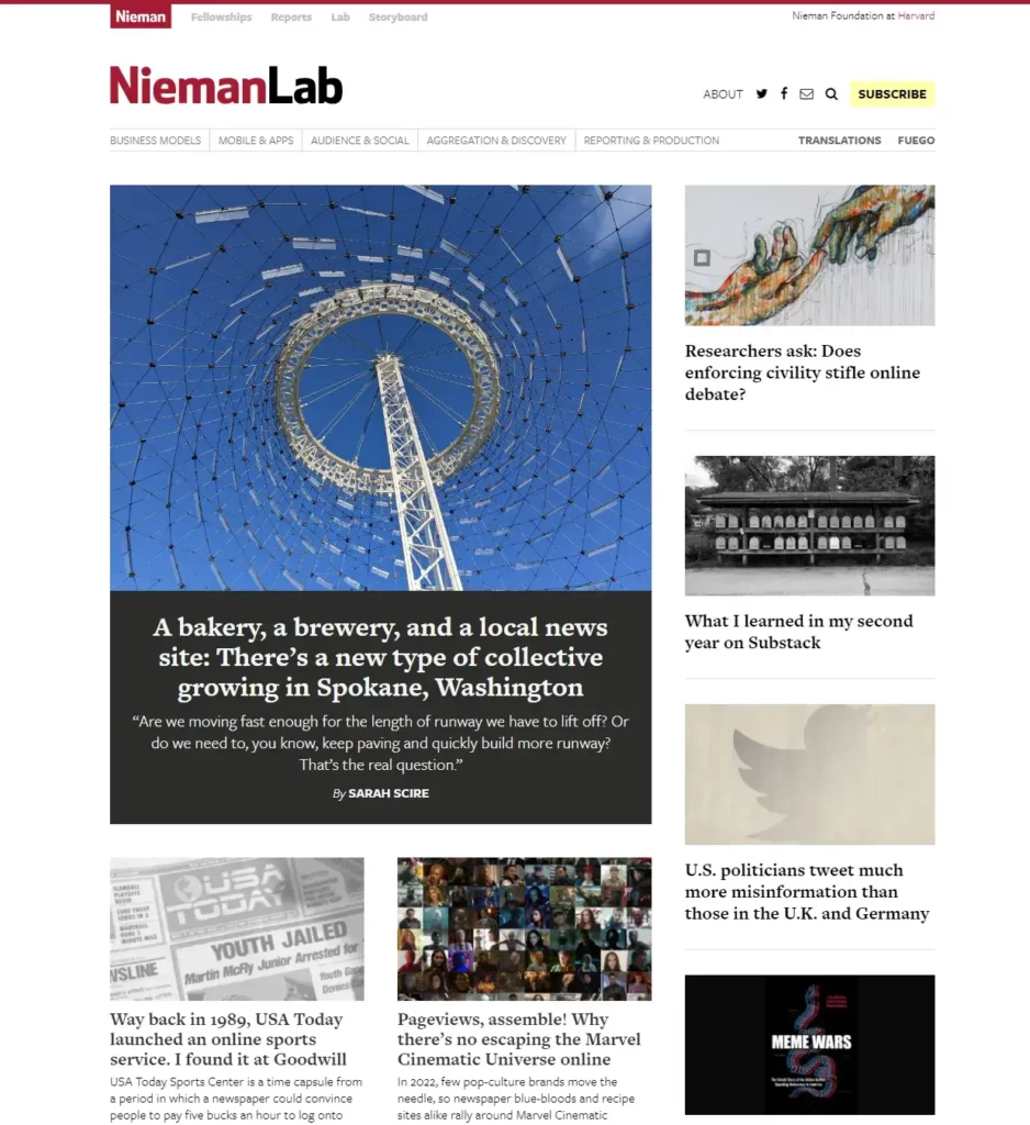 NiemanLab 哈佛大學尼曼新聞實驗室 網站一覽