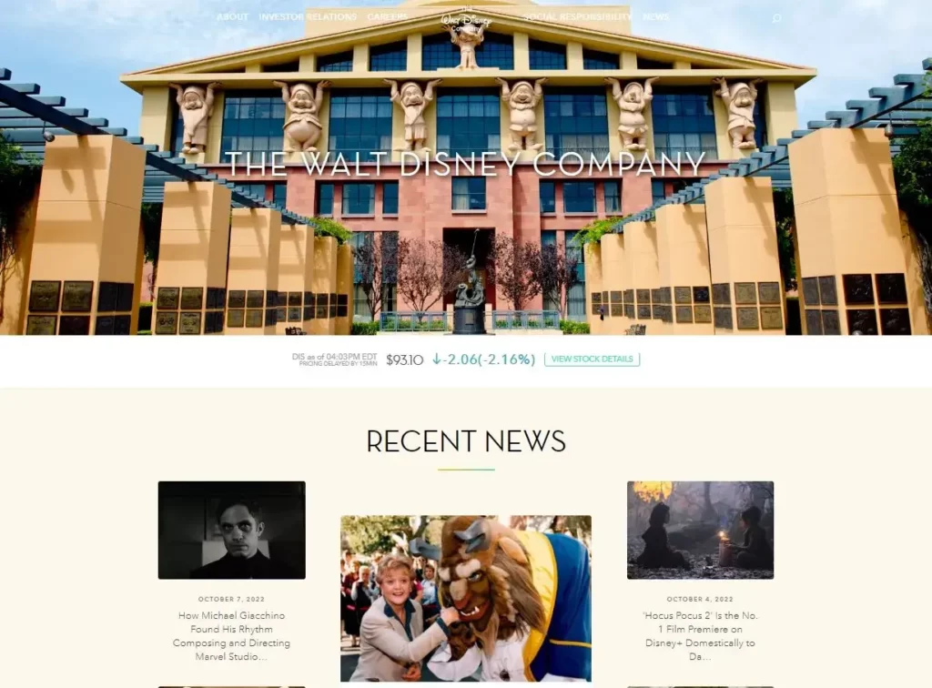 The Walt Disney Company 華特迪士尼公司的官方網站