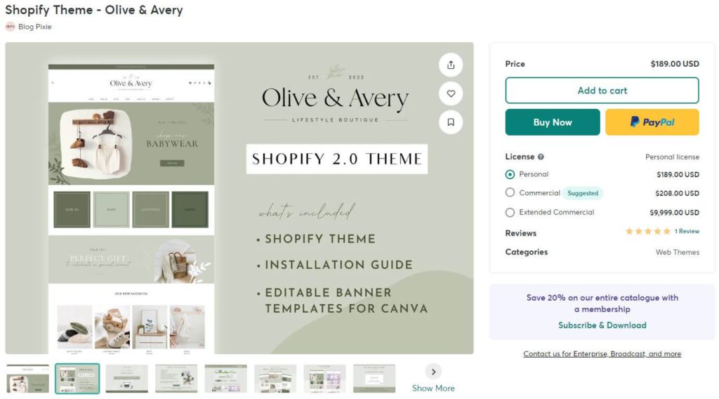 Creative Market創意市集 販售的熱門主題 Shopify