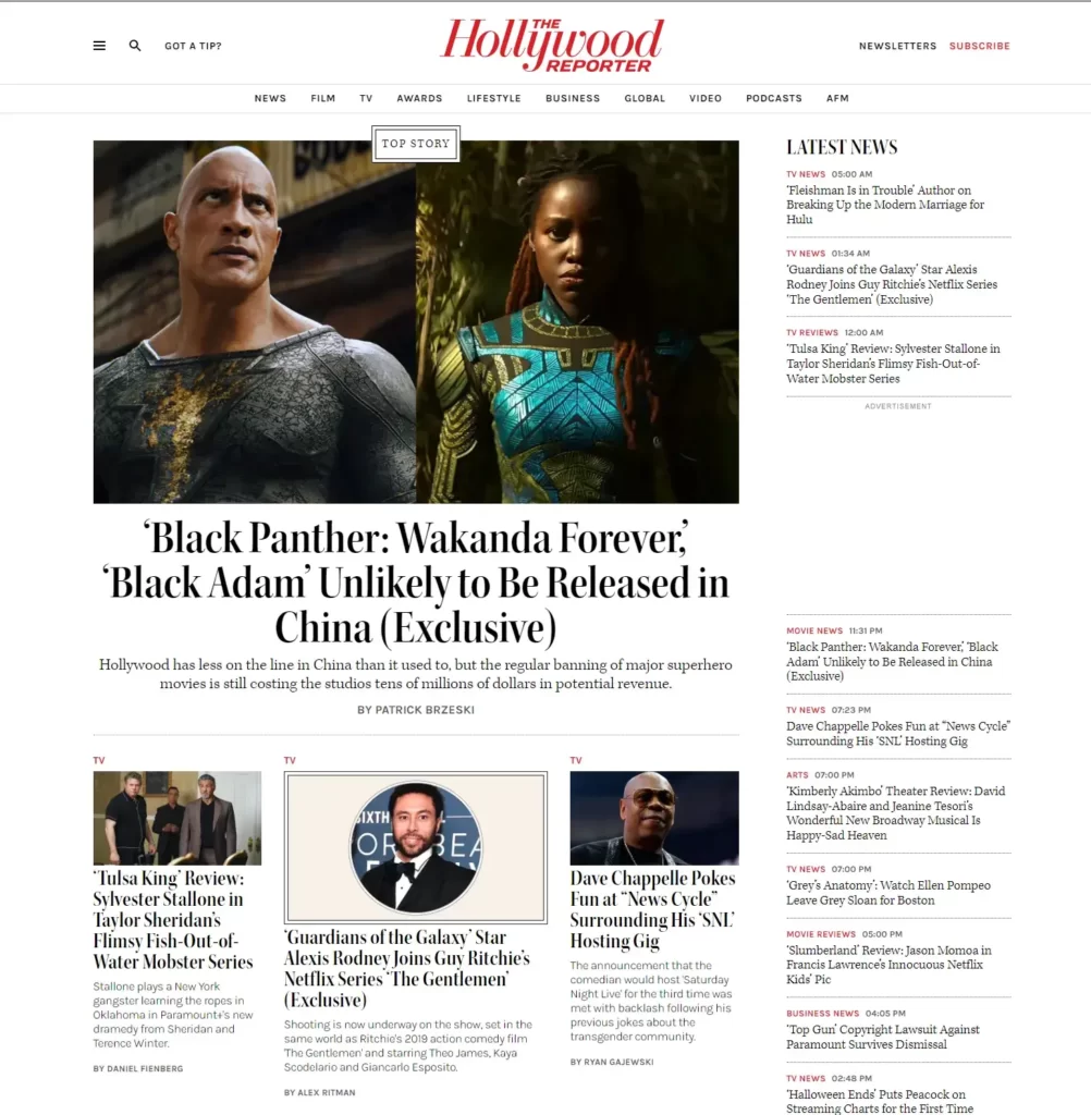 THE Hollywood Reporter好萊塢報導的官方網站