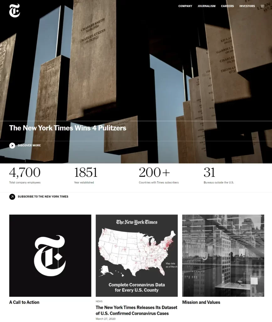The New York Times Company 紐約時報公司的官方網站