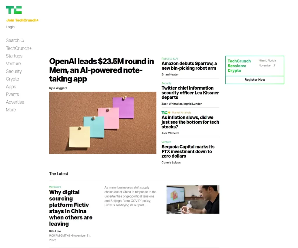 Techcrunch的官方網站